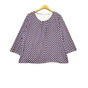 Talbots Top Size 3X Abstract Liquid Knit Blouse Artsy Office Popover Stretchy